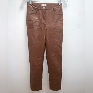 Aritzia Wilfred Brown Vegan Leather Skinny Pants Size 00